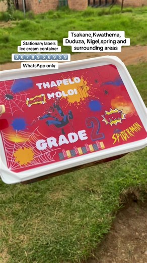 Stationary labels ,stationary ice cream label. Tsakane,Kwathema, Duduza, Nigel,spring and surrounding areas