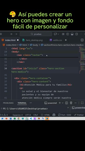 17K views · 382 reactions | ⭐ Aprende a combinar una imagen transparente con un color de fondo para tu hero y cambiarlo en segundos. Ideal para diseños rápidos y profesionales. #programacionweb #desarrolloweb #programadoresweb #html #javascript | Progamacion web, | Facebook
