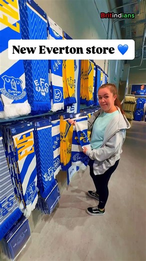 British Indian couple 🇮🇳 🇬🇧 🧿 on Instagram: "🔵 Everton official store First look inside the new Everton Stadium store at Bramley Moore Dock! 📍 From retro kits to fresh merch – everything a Blue could want under one roof. 💙 New stadium, new era, same loyal fans. #Everton #EFC #NewStadium #Toffees #COYB #EvertonShop #EvertonFamily #evertonstadium #evertonstore #evertonofficialstore #hilldickinsonstadium #football #footballstadium #evertonfc [ Everton, New Everton store, Everton store, Brit
