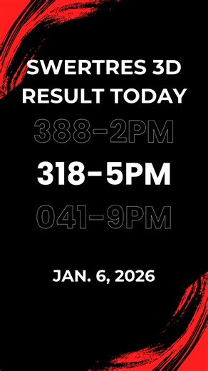 Swertres 3D Results for Jan 6, 2026! 🎰 Did your numbers come up? Check the 2PM, 5PM, and 9PM winning combinations here. #SwertresResult #PCSO #LottoPH #SwertresToday | Pcso Swertres Hearing Lotto Draw Hot Numbers