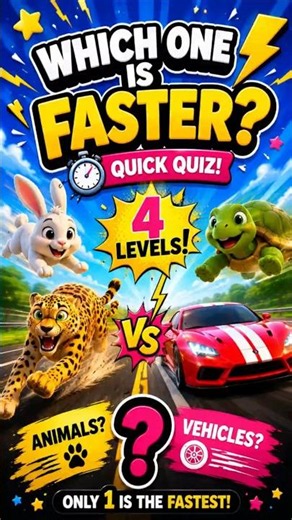 Which One Is Faster? ⚡🐰✈️ | 4 Level Quick Quiz for Kids!