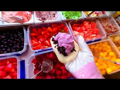 fresh and vibrant fruit mochi dessert.상큼하고 예쁜 과일 모찌.#satisfyingvideo #streetfood #delicious