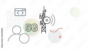 Impact of Telecom 5G in Technology Development - Concept Animated Illustration as MP4 File