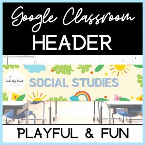 Google Classroom Header for Social Studies (Playful and Bright for Primary)