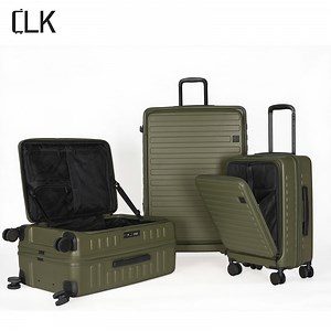 [Hot Item] Hard Shall Factory PC Material Business Luggage Travel Suitcase Double Wheels Front Open Bag Aluminum Trolley Extension Layer Sample