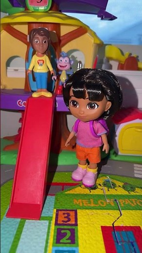 Nina Slides in treehouse of cocomelon with dora #shortsviral #fun