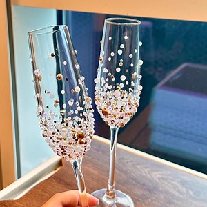 Custom Name Crystal Champagne Flutes Inlaid With Crystals and Pearls, Mother's Day Gift, Doorgift Champagne Flute Set, Anniversary Gifts - Etsy UK