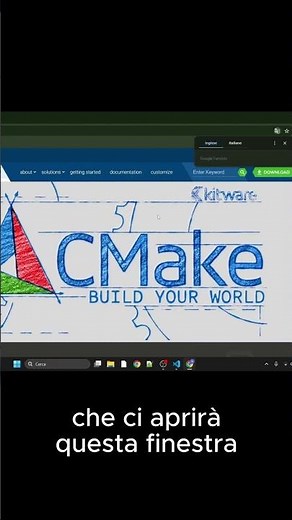 Scarica VS Code per C++ e CMake (Step 8 scarichiamo CMake!)