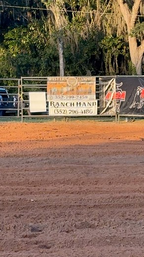 Y’all come out and watch the Rodeo tonight & tomorrow in Brooksville at the Hernando county fairgrounds! It’s gonna be a good time! Peep that Western Stampede sponsor banner♥️ | Emily Mckay