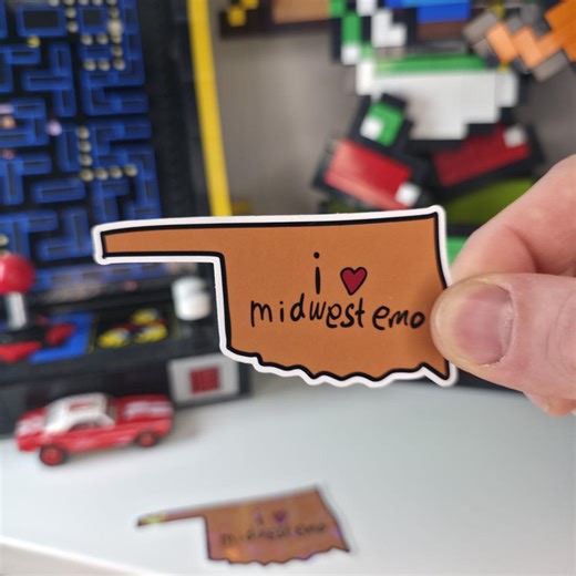 Oklahoma State Outline Sticker - I Heart Midwest Emo - 3" Glossy Vinyl - Etsy