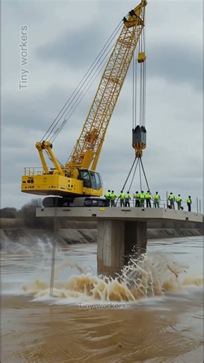 They Built a Bridge in a Flooded River 😱#construction #shortvideo #shorts