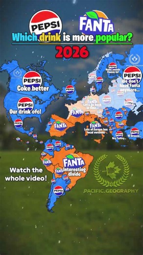 🥤 Is Pepsi or Fanta more popular in each country? #mapping #map #geography #fanta #ww2