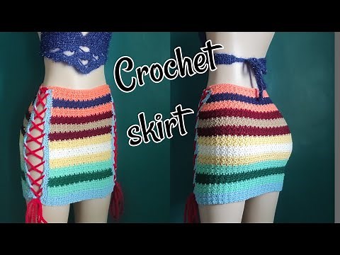 Crochet straight skirt with side straps//Crochet fancy sexy skirt