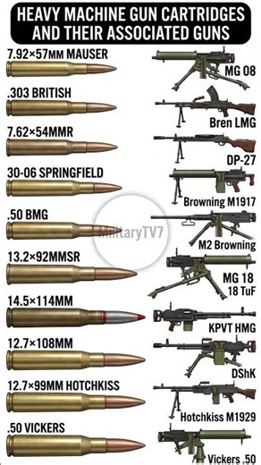 Heavy Machine Gun Cartridges & Their Guns 2026 | .50 BMG, DShK, KPVT, Bren & More