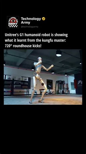 TechnologyARMY on Instagram: "Unitree’s G1 humanoid robot is pushing the limits of what machines can do. 🤖🔥 Weighing just 35 kg and fully foldable to fit inside a suitcase, G1 delivers an unbelievable 720° roundhouse kick with extreme balance and precision. Trained using artificial intelligence and starting at around $16,000, this humanoid robot is ready to move beyond labs and into real-world environments. Is this the future of robotics — or the beginning of something bigger? 👇 Love Technolo