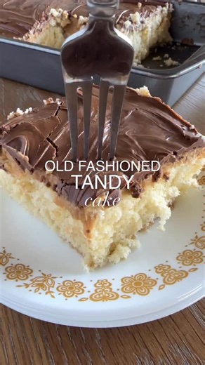 Fantabulosity / Jessica Burgess on Instagram: "🍰 This Old-Fashioned Tandy Cake is the kind of vintage dessert that never goes out of style. ✨ A soft, buttery vanilla cake topped with creamy peanut butter and finished with a smooth chocolate layer… every bite is pure nostalgia. 🤎 It’s simple, comforting, and the kind of recipe that brings back memories of old-school bake sales and family gatherings. 👉 Want the recipe? Make sure you’re following me first, then comment TANDY