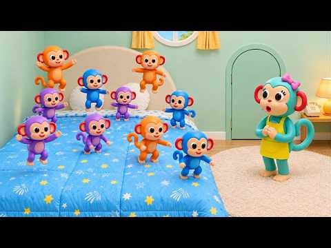 Ten Little Monkeys Jumping on the Bed | Counting Song for Toddlers