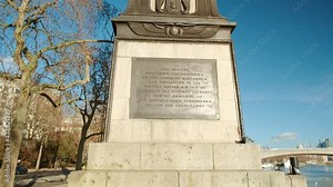 Wide view of the Cleopatra's Needle obelisk in Westminster, London. It was presented to the UK in in 1819 by the ruler of Egypt