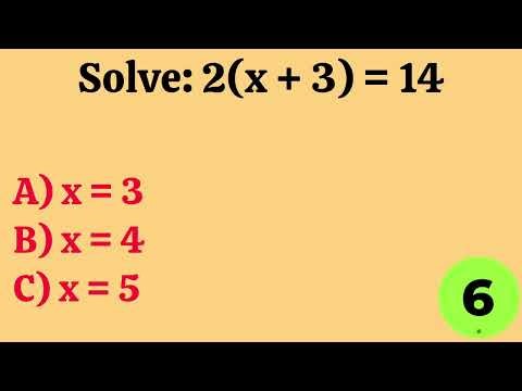20 Math Equation Questions with Answers (MCQs for Practice)