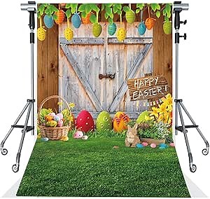 6X8ft Easter Photo Background Wooden Door Colour Eggs Rabbit Backdrop for Baby Kids Portrait Party Decor Banner Photo Booth Studio