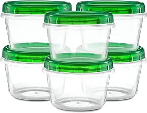 ELEGANT DISPOSABLES (4 Ounce 10 Pack) Twist cap Containers Clear Bottom With Green Top Screw on Lids Twist Top Food Storage Freezer Containers