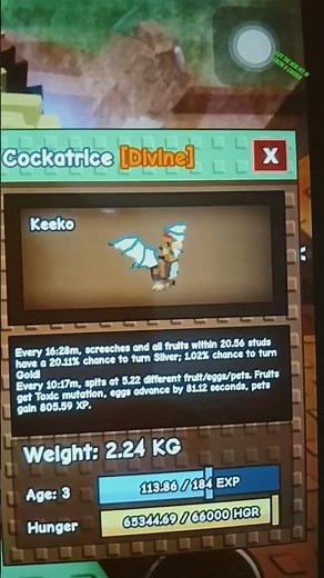 testing the cockatrice in grow a garden