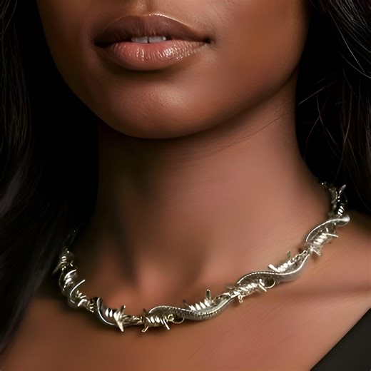 Snake Pattern Barbed Wire Necklace – Stainless Steel Gothic Punk Chain Jewelry,bdsm - Etsy