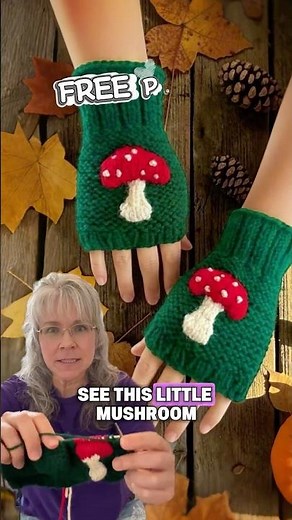 Mushroom 🍄 wrist warmer or fingerless glove knitting pattern #knitting #knit #knittingpattern
