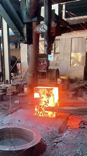 Massive 8 Ton Hammer Crushing Red Hot Steel – Industrial Forging
