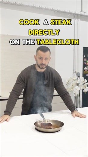 COOKING STEAK ON A TABLECLOTH?! (Wait for it...) #invisacook #kitcheninnovation #scienceexperiment