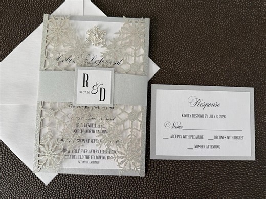 Glitter Snowflake Winter Wedding Invitation - Etsy