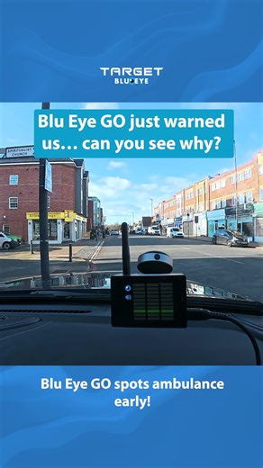 Did you hear it coming? Blu Eye GO warned first and seconds later the ambulance with sirens came through. Target Blu Eye GO increases your awareness of nearby emergency services up to 1000 metres away with clear on screen and audio alerts, giving you more time to stay calm, make space, and react safely. More time. More control. #TargetBluEye #BluEyeGO #RoadAwareness #driversafety