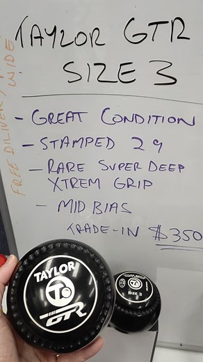 Go to ---> https://hunterbowls.com.au/shop/tib-gtr3hxl501261a-241125-jw89200ap-trade-in-taylor-gtr-size-3-40-dimple-xtreme-grip-50512?category=233#attr= GREAT CONDITION The GTR is “Taylor Made” for the Southern Hemisphere. - Ideal for both Indoor and Outdoor surfaces. - Delivering a wider bowl with a flatter finish for exceptional accuracy. - Suitable for grass and artificial greens with speeds ranging from 12-20 seconds. | Hunter Bowls