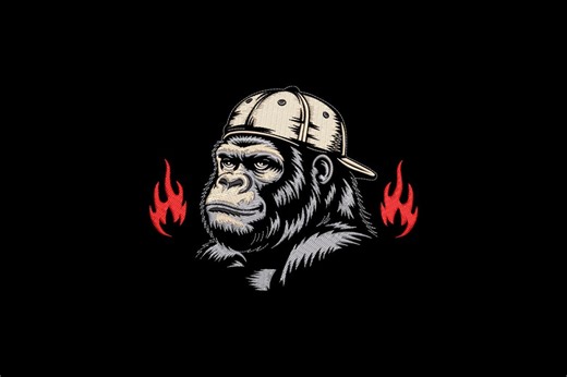 Gorilla Wearing a Baseball Cap Embroidery Design, Gorilla Machine Embroidery, 4 Sizes, Instant Download - Etsy