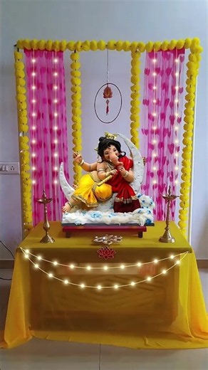 Ganpati decoration ideas for home 2026 / simple ganpati decoration ideas #ganpati #decoration #diy