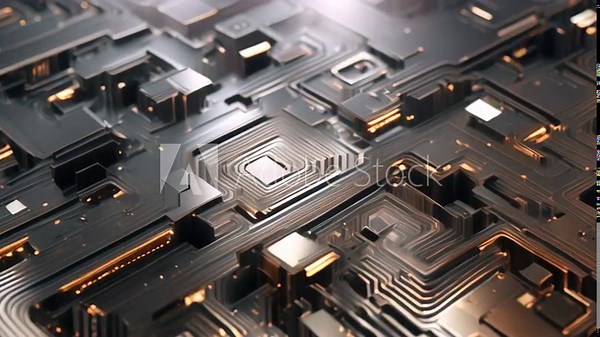 Close-Up of Computer Circuit Board, Inner Workings of a Modern PC Revealed, Highly detailed technology texture, AI supercomputer Chrome, AI Generated