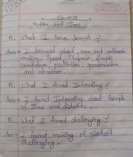 learner diary | class 7 science ch 13 | motion and time #shorts #learner diary #shortsvideo #LD