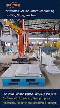 Articulated Column Rotary Depalletizing and Bag Slitting Machine #palletizing #palletizer #machine