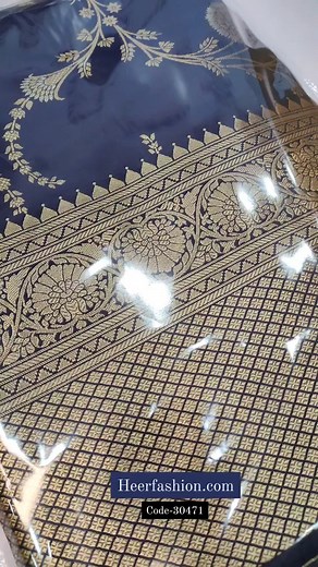 35K views · 159 reactions | Navy blue Banarasi silk saree Code-30471 @heers_fashion WhatsApp 9328933249 #banarasisilk #navyblue #designersaree #newcollection | Heer Fashion | Facebook