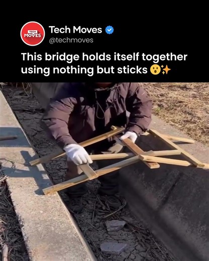 This bridge holds itself together using nothing but sticks 🌉