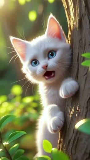 Watch This Adorable Kitten Discover Tree Climbing For The First Time