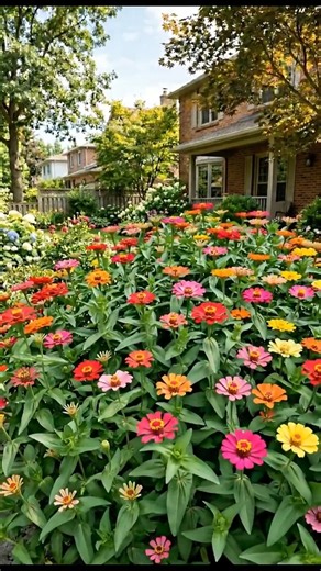 🌸 From Soil to Stunning Blooms | Zinnia elegans Flower Bed Full Growth Transformation #gardening