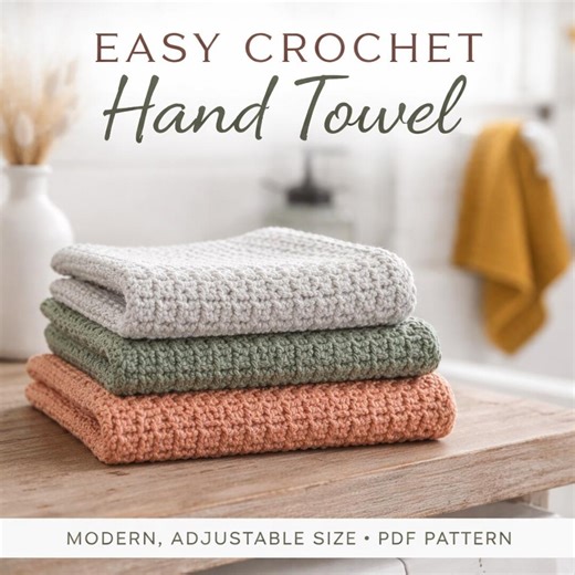 Easy Crochet Hand Towel Pattern | Modern Woven Dish Towel (PDF) - Etsy