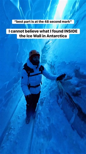 This was beyond epic finding this tunnel inside the ice wall in Antarctica 😮 #antarctica #icewall #flatearth #icetunnel #tunnel #ice #leviathan #frozen #shadesofblue | Life of Mike