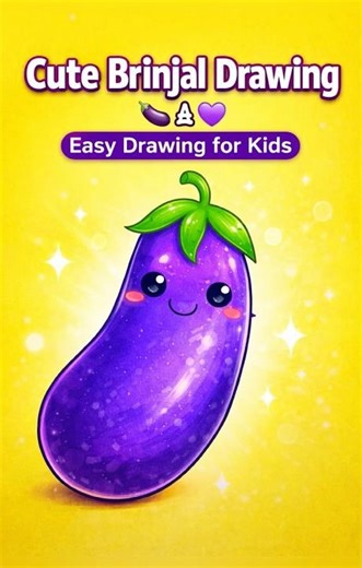 So Cute Brinjal Drawing 😍🍆 | Easy Drawing for Kids #shorts