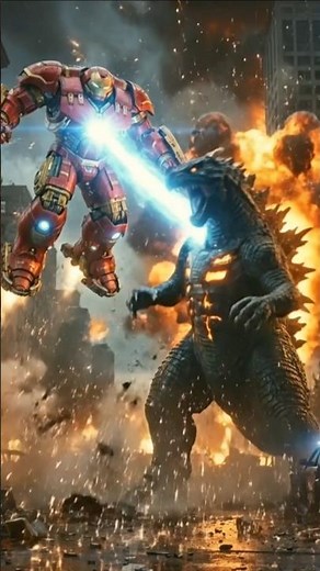 HULK With IRON MAN Armor vs GODZILLA! 😱🔥 #shorts