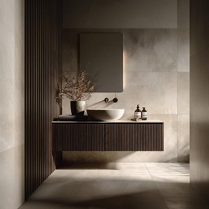 Fluted Dark Oak Floating Vanity: Modern Spa Bathroom Cabinet, Custom Size - Etsy