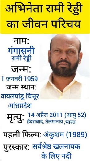 अभिनेता रामी रेड्डी का जीवन परिचय