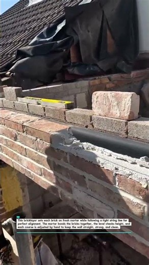 Laying Brick Walls With String Line Accuracy #Brickwork #Masonry #SatisfyingBuilds