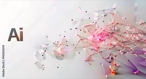 An animated data matrix with artificial intelligence. Animation of processing large amounts of data.